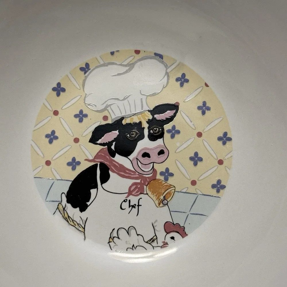 Vintage‎ Newcor Kitchen Kow Soup Cereal Bowls Set 4 Farm Cow Chicken 7